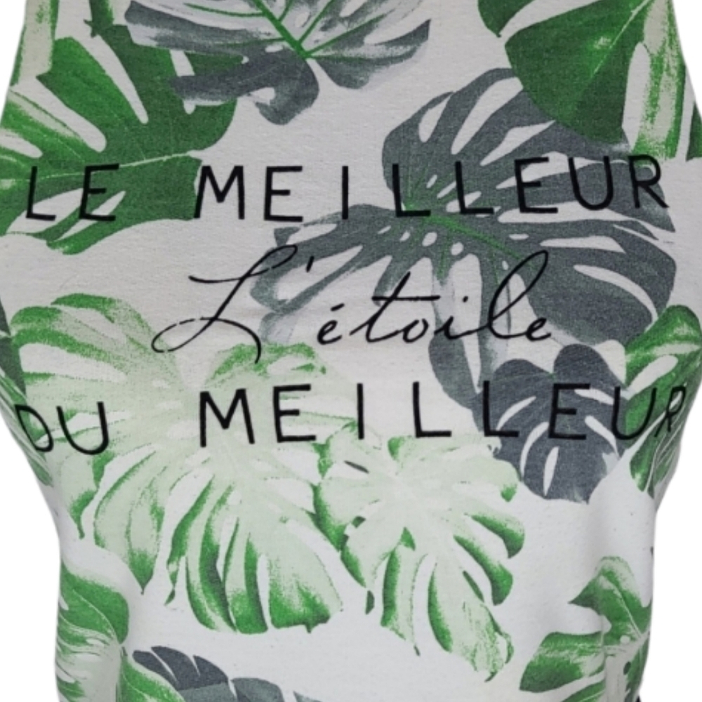 Y2K Sport Crop Top The Best of the Best Tropical Print and Stripe Trim Size S - Picture 2 of 5